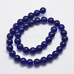 天然石&染め加工マレーシアジェイドビーズ連売り  ラウンド  ミッドナイトブルー  10mm  穴：1.0mm  約38個/連  15インチ&nbsp;G-A146-10mm-A22