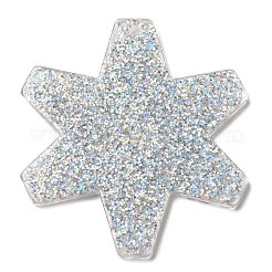 クリスマスをテーマにしたアクリルパーツ  スノーフレーク  43x39x2.5mm  穴：1.4mm&nbsp;SACR-P022-01C