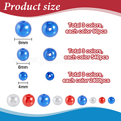3000Pcs 9 Styles ABS Plastic Imitation Pearl Beads&nbsp;OACR-PH0004-81