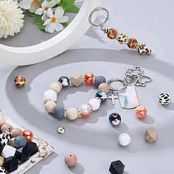 DIYファインディングキット  シリコーンビーズを含む  アクリルビーズと真鍮クリスタルラインストーンビーズ  ミックスカラー  10x4mm  穴：2mm&nbsp;DIY-SP0006-48A