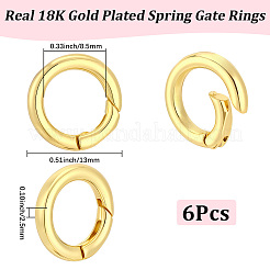 6Pcs Rack Plating Brass Spring Gate Rings&nbsp;KK-BBC0028-44