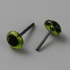 ガラス工芸ニードルフェルトの目  鉄のピン付き  人形作りアクセサリー  フラットラウンド  ライムグリーン  9~12x4.5~5mm  約1000足/袋&nbsp;DOLL-WH0002-16C