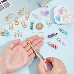 DIYドリンクカップキーホルダー作りキット  合金スイベルクラスプを含む  スエード調タッセルパーツ  プラスチック製のゴブレットペンダント  ミックスカラー  60個/セット&nbsp;DIY-AR0003-63
