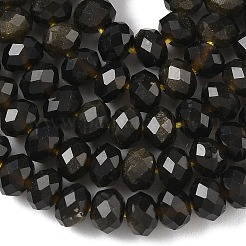 Natural Golden Sheen Obsidian Bead Strands&nbsp;G-D344-A12