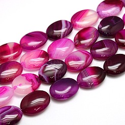 Natural Striped Agate/Banded Agate Oval Bead Strands&nbsp;G-L175C-M