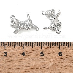 真鍮チャーム  槌目模様の犬のチャーム  プラチナメッキ  11x16x5.5mm  穴：1mm&nbsp;KK-CBA61F8-02P