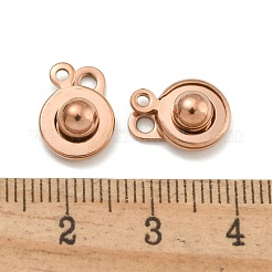 イオンプレーティング（IP）201ステンレススチールスナップ留め  ラウンド  ローズゴールド  15x9.5x5mm  穴：1mmと2mm&nbsp;STAS-F139-082RG
