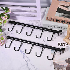 5フックの鉄製フック  スーパーマーケットの棚のアクセサリー  ブラック  92x413x28mm  穴：6mm&nbsp;AJEW-WH0696-511B