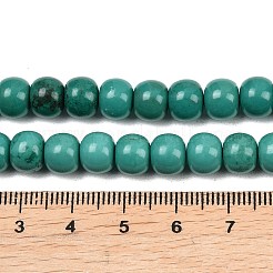 天然マグネサイトビーズ連売り  染め＆加熱  ロンデル  スムーズ  ティール  8x6mm  穴：1.2mm  約59個/連  15.75''（40センチメートル）&nbsp;G-Z143-H01-08A