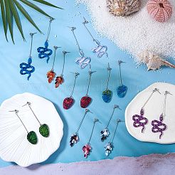 DIY Snake & Leaf Drop Earring Making Kit&nbsp;DIY-SZ0007-59