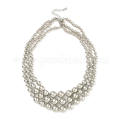 CCB Multi Layer Geometric Metal Round Bead Necklaces&nbsp;NJEW-K261-10P