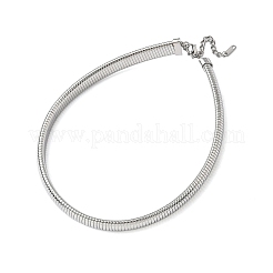 12mm 304 ステンレススチール フラットスネークチェーンネックレス 女性用  変色しない  ステンレス鋼色  15.35インチ（39cm）&nbsp;LS-NJEW-U049-01P
