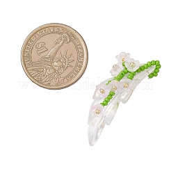ガラスシードビーズのユリの枝ペンダント  アクリルと  パールピンク  42x20.5x12mm  穴：2.5mm&nbsp;PALLOY-MZ00900-01