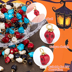 160Pcs 4 Colors Dyed Synthetic Turquoise Charms&nbsp;G-FH0001-76