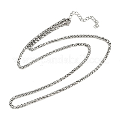 304ステンレススチール製ウィートチェーンネックレス（ユニセックス）  ステンレス鋼色  17.83インチ（45.3cm）  2.5mm&nbsp;NJEW-K395-01B-P
