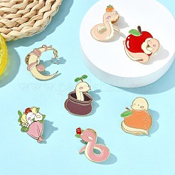 14Pcs 7 Styles Snake Enamel Pins&nbsp;JEWB-CJ0001-55