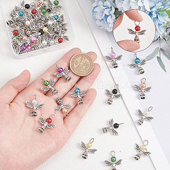 天使の模造真珠アクリルパーツ  チベット風合金チャーム  ミックスカラー  22~23x20x7.5mm  穴：2.5~3mm  40個/箱&nbsp;FIND-PH0010-04