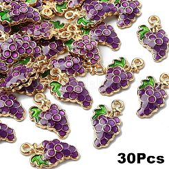 秋のテーマ合金エナメルペンダント  ブドウ  ライトゴールド  パープル  17x10x3mm  穴：1.2mm  30個/セット&nbsp;ENAM-YW0004-81A