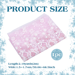 2mのポリエステル製スノーフレークメッシュ生地  服装アクセサリー  ピンク  1500~1740x0.1mm&nbsp;DIY-WH0622-388B