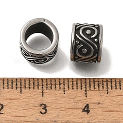 304ステンレススチールヨーロピアンビーズ  大穴ビーズ  コラム  アンティークシルバー  9x7mm  穴：6mm&nbsp;STAS-D191-03AS