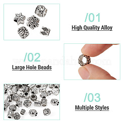 100Pcs 10 Styles Tibetan Style Alloy European Beads&nbsp;FIND-PJ0001-36