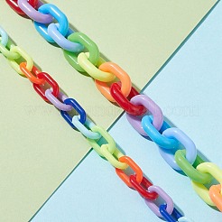 手作りの不透明アクリルアズキチェーン  オーバル  カラフル  15x9x2.5mm  1連 /セット  2インチ（39.37m）/連&nbsp;AJEW-JB01034