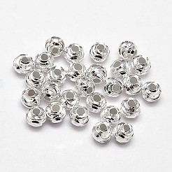 空想は925スターリングシルバーラウンドビーズをカット  銀  4mm  穴：1.5mm  約75個/7g&nbsp;LS-STER-F012-08A