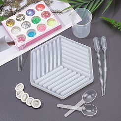 Hollow Hexagon DIY Cup Mats Silicone Molds&nbsp;DIY-OC0003-13