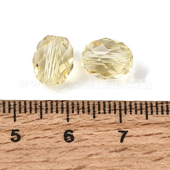 K9ガラスビーズ  ガラス模造オーストリアクリスタルビーズ  オーバル  多面カット  淡黄色  8x6mm  穴：1.2~1.4mm&nbsp;GL-CBA36C3-04-20