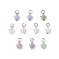 10Pcs 5 Styles Natural White Jade & Rose Quartz & Lepidolite & Green Aventurine & Synthetic Blue Lace Agate Star Charms&nbsp;PALLOY-JF04533