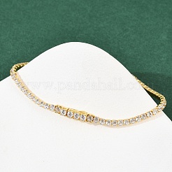 女性用スターリングシルバーマイクロパヴェキュービックジルコニアテニスブレスレット925個  正方形  18KGP本金メッキ  2.5 mm幅  7-1/8インチ（18cm）&nbsp;BJEW-C117-01A-G02