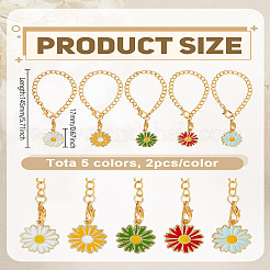 10Pcs 5 Colors Daisy Alloy Enamel Pendants Cup Charms&nbsp;HJEW-LP00039