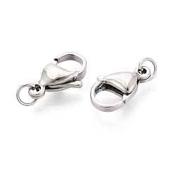 304ステンレススチール製ロブスタークロウ留め金  丸カン付き  ステンレス鋼色  15x9.5x4.5mm  穴：3.5mm&nbsp;STAS-B166-01P-01
