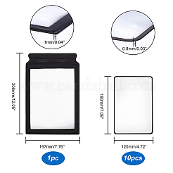 Ahademaker 11 個 2 スタイル pvc プラスチック ポータブル拡大レンズ  財布拡大鏡 3x レンズ  読むために  発火具  長方形  ブラック＆クリアー  180~306x120~197x0.8~1mm&nbsp;AJEW-GA0004-95