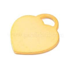 スターリングシルバーのブランクペンダント925個  ハートチャーム  ゴールドカラー  17x15x1mm  穴：5x3mm&nbsp;STER-F057-03G-04