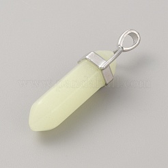Synthetic Luminous Stone Double Terminal Pointed Pendants&nbsp;G-WH0031-04P-09