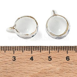 手作りの磁器のペンダント  青と​​白の磁器  カップ型チャーム  藤紫色  10.5x18~18.5x13.5mm  穴：1.6mm&nbsp;PR-CBA642C-06