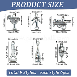 54pcs9スタイルチベットスタイルアロイペンダント  混合図形  アンティークシルバー  21x12x2mm  穴：1.8mm  6個/スタイル&nbsp;FIND-SC0010-71