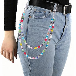 1Pc Polymer Clay Rhinestone Disc Ball and Round Acrylic Beaded Double Layer Pants Chains&nbsp;AJEW-BM0001-27