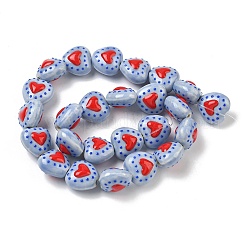 Heart Pattern Handmade Porcelain Enamel Beads&nbsp;PORC-G016-03M