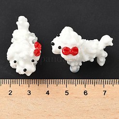 ランプワークの犬のディスプレイ装飾  ちょう結びに  ホームオフィスのデスクトップ装飾用  ホワイト  32x15.5x25.5mm&nbsp;LAMP-D301-04B