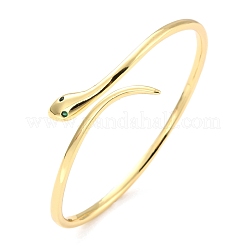 Green Cubic Zirconia Snake Wrap Cuff Bangle&nbsp;BJEW-I298-15G