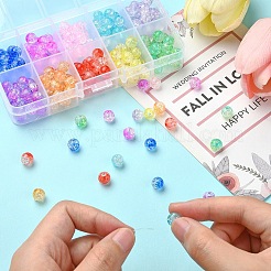 200Ps 10 Colors Transparent Crackle Acrylic Beads&nbsp;CACR-YW0001