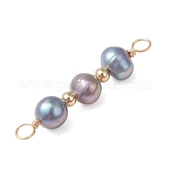 3Pcs 3 Styles Natural Cultured Freshwater Pearl Potato Beaded Connector Charms&nbsp;PALLOY-JF05071