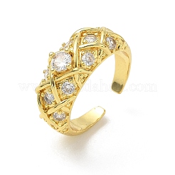 Brass Micro Pave Cubic Zirconia Cuff Open Rings&nbsp;RJEW-C163-24G