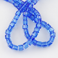 ガラスビーズ連売り  多面カット  キューブ  藤紫色  6x6x6mm  穴：1mm  約100個/連  22インチ&nbsp;GLAA-R041-6x6mm-21