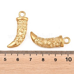 304ステンレスペンダント  狼の歯の形をしたチャーム  ゴールドカラー  31x14.5x6.5mm  穴：3mm&nbsp;STAS-Z202-02G