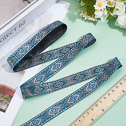 エスニック風刺繍ポリエステルリボン  ジャカードリボン  チロリアンリボン  服飾材料  フラット  マリンブルー  3/4インチ（20mm）  約7.70ヤード（7.04m）/バンドル&nbsp;OCOR-WH0109-042B-02