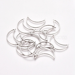 304ステンレススチールリンクリング  ジュエリー作りのための  ムーン  ステンレス鋼色  20.5x14x0.8mm  内径：19x6.5mm&nbsp;STAS-TAC0002-17-01P