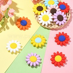 20 個 10 色食品グレードの環境に優しいシリコーン焦点ビーズ  ヒマワリ  ミックスカラー  39.5~40x9.5mm  穴：2mm  2個/カラー&nbsp;SIL-CJ0001-12